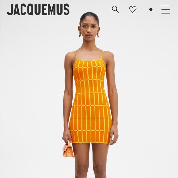 Jacquemus La robe maille malha orange mini dress